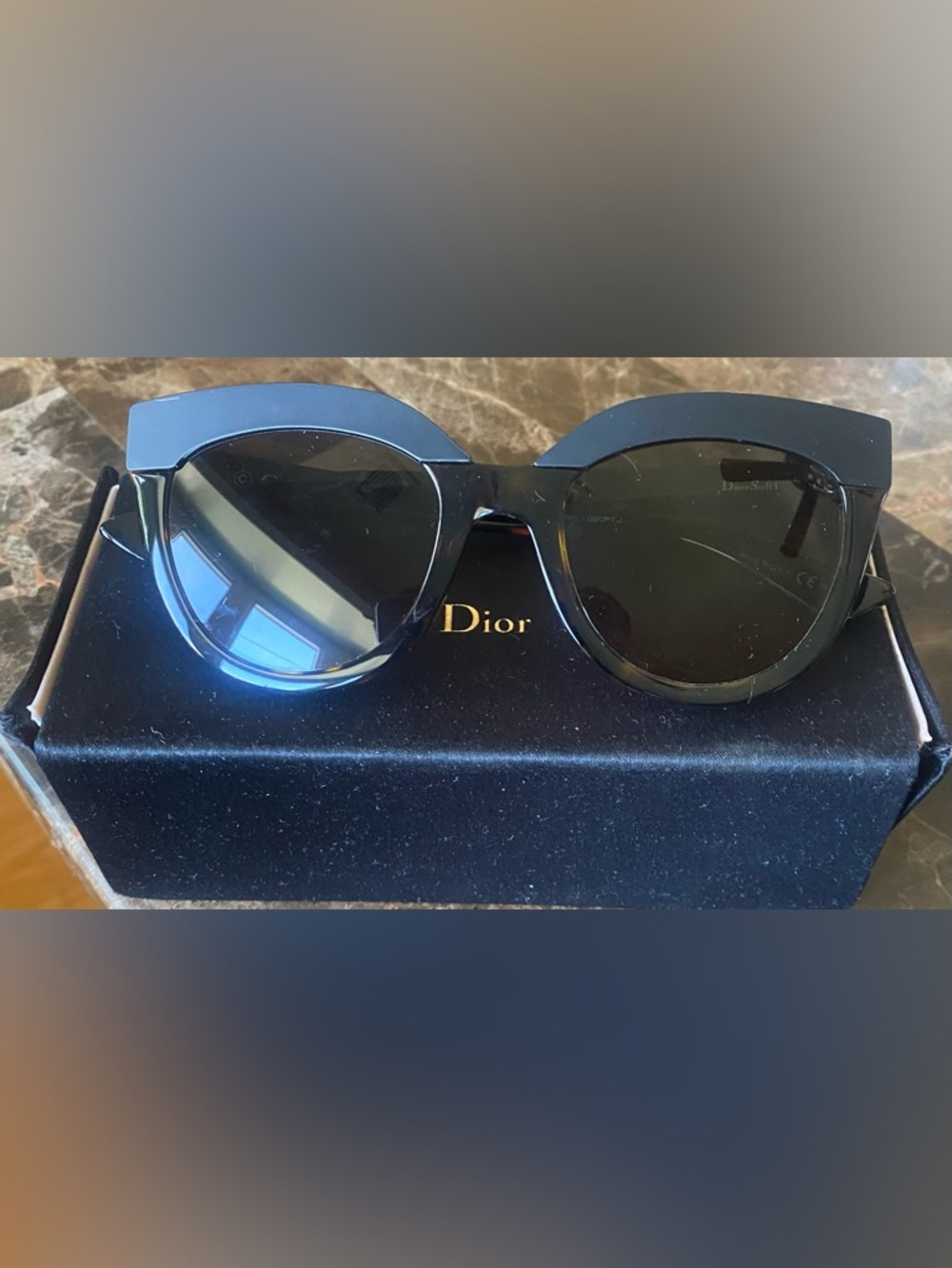 Christian Dior DiorSoft1 Cat Eye Sunglasses Tortoise Matte Black 51-24-145 Italy
